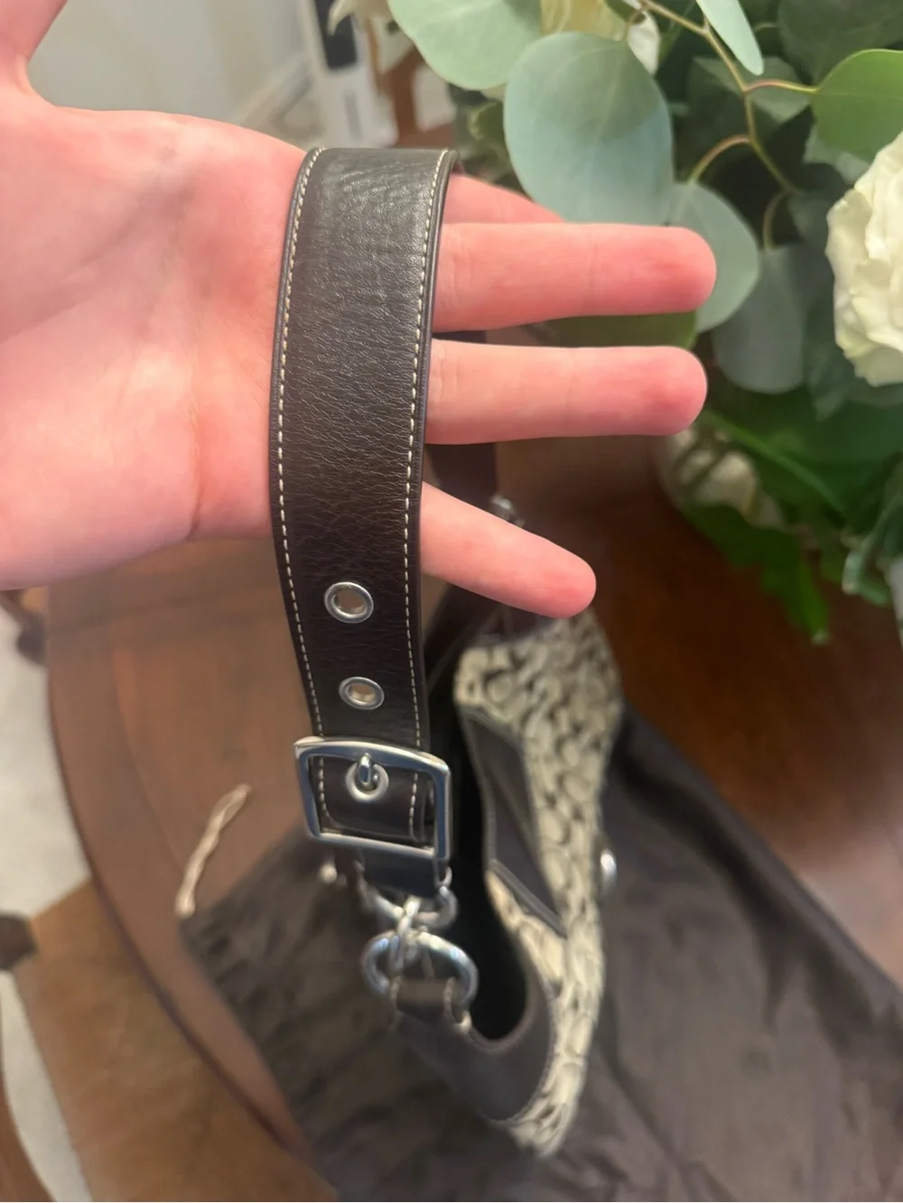 Vintage Y2K Coach Hobo shoulder bag in signature monogram pattern from 2006